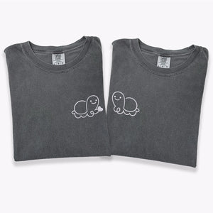 Custom Embroidered Turtle Love Matching T-shirts for Couples