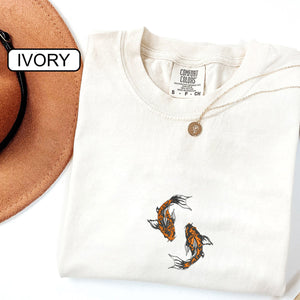 Custom Embroidered Yin & Yang Koi Fish Matching T-shirts for Couples
