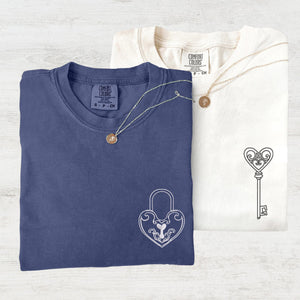 Custom Embroidered You are the Key to my Heart Matching T-shirts for Couples