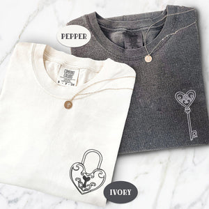 Custom Embroidered You are the Key to my Heart Matching T-shirts for Couples