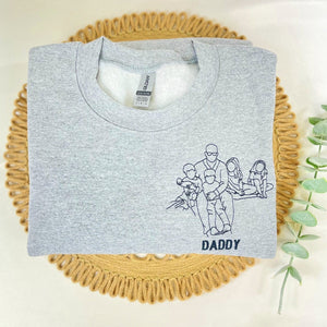 Custom Family Embroidered Crewneck, Custom Outline photo Embroidered Sweatshirt Hoodie, Matching Couple Hoodie
