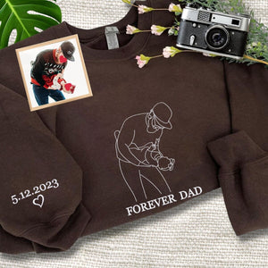 Custom Portrait Embroidered Sweatshirt, Family Portrait Hoodie From Photo, Best Gift for Mother's Day - Father's Day