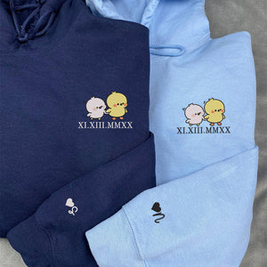 Custom Embroidered Hoodies | Matching Roman Numerals | Cute Chick Design