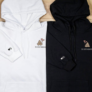 Custom Embroidered Hoodie | Matching Couple Sweatshirts | Funny Poop Cartoon & Roman Numerals