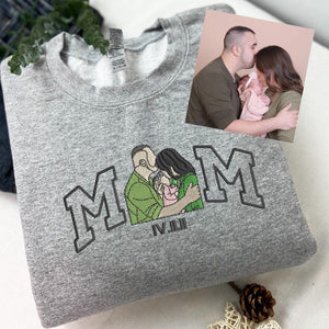 Embroidered Mama Sweatshirt, Custom Embroidered Mother Hoodie, Mom Portrait, Family Portrait, Gift For Mom