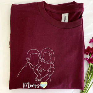 Embroidered Portrait from Photo Sweatshirt, Hoodie. Custom Mama, Family Portrait Sweatshirt, New Mom Gift