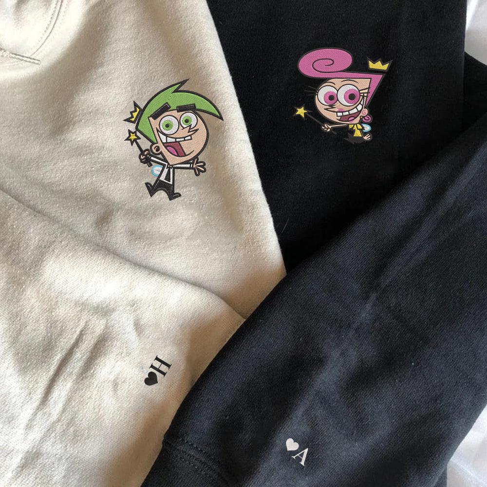 Custom Embroidered Hoodies For Couples, Couples With Matching Hoodies, His Her Hoodies, Cute Fairy Couples Embroidered Hoodie