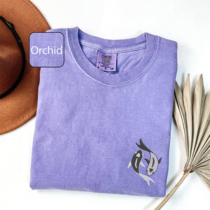 Custom Embroidered Koi Fish Yin Yang Matching T-shirts for Couples