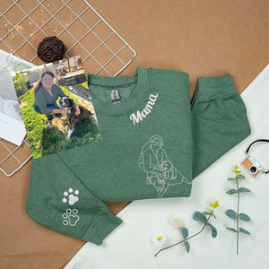 Mama Embroidered Sweatshirt - Hoodie, Custom Mama Portrait Shirt From Picture, Mama Neckline, Personalized Gift For Mom on Christmas