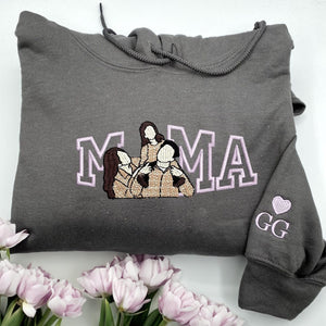 Mama Sweatshirt with Portrait From Photo, Personalized Portrait from Photo Hoodie, Picture Sweatshirt For Mom and Dad