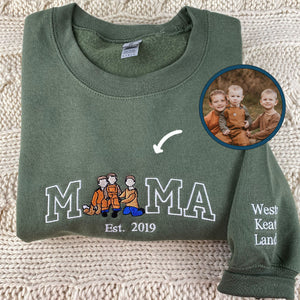 Mom Sweatshirt Custom Mother and Son, Personalized Line Art from Photo Hoodie, Gift for Mom
