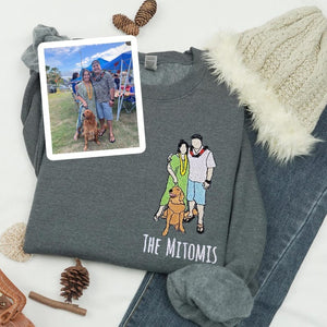 Custom Embroidered Mom Sweatshirt – Personalized Family Portrait Hoodie, Thoughtful Gift for Mom & Grandma