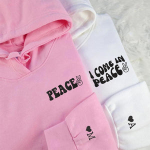 Custom I Come In Peace Hoodie, Matching Embroidered Hoodie for Couple - mymatchhoodie