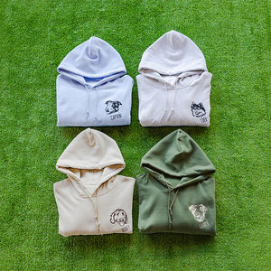 Custom Embroidered Pet Portrait Hoodie / Sweatshirt – Personalized Outline Pet Face Gift