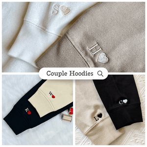Cute Dinosaur Couple Custom Embroidered Matching Hoodies For Couples