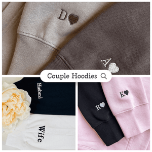 Cute Dinosaur Couple Custom Embroidered Matching Hoodies For Couples