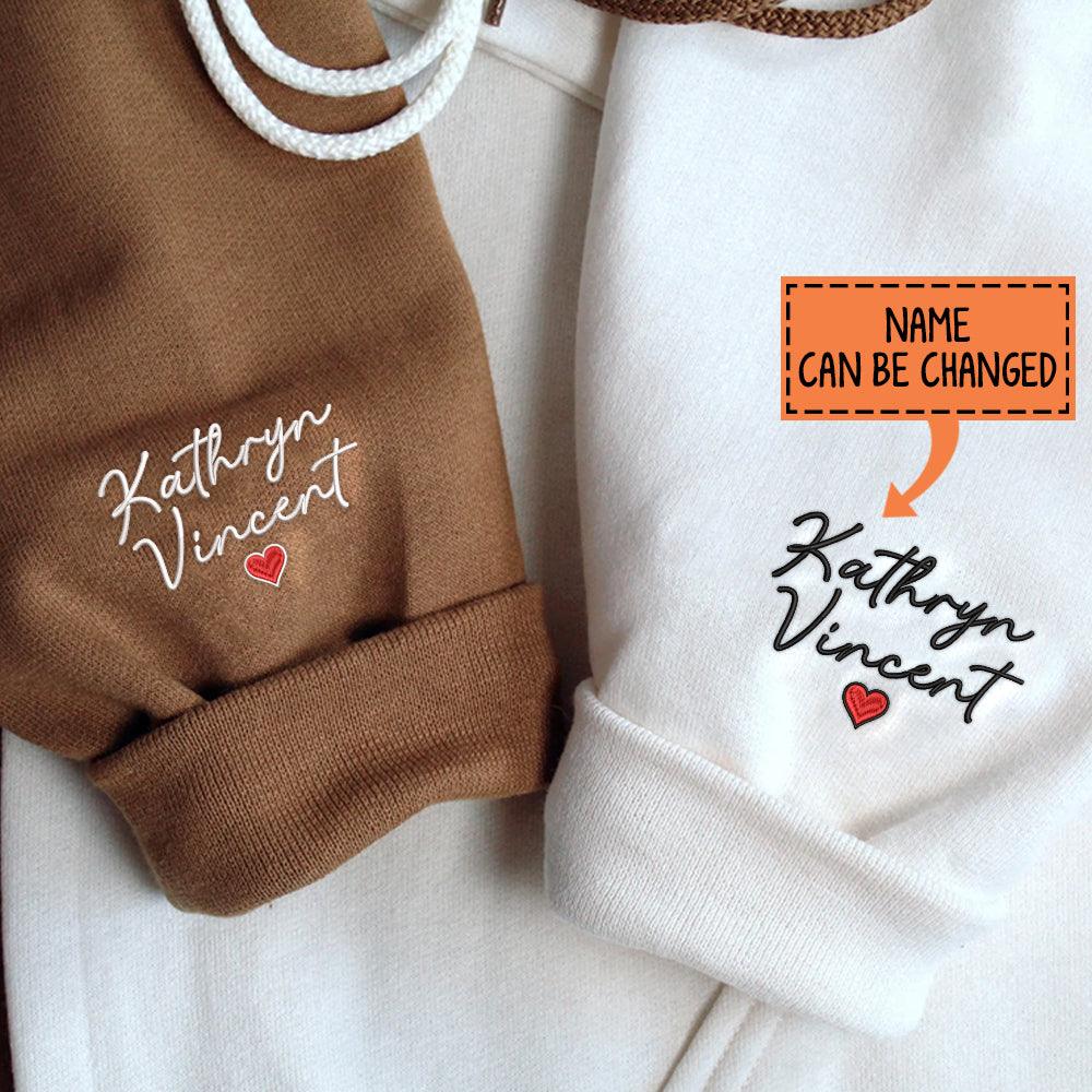 Custom Embroidered Sweatshirts for Couples, Matching Roman Numeral Date Car Embroidered Hoodies