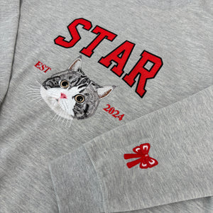 Personalized Embroidered Pet Face and Name Est Sweatshirt Keepsake Gift for Pet Lovers