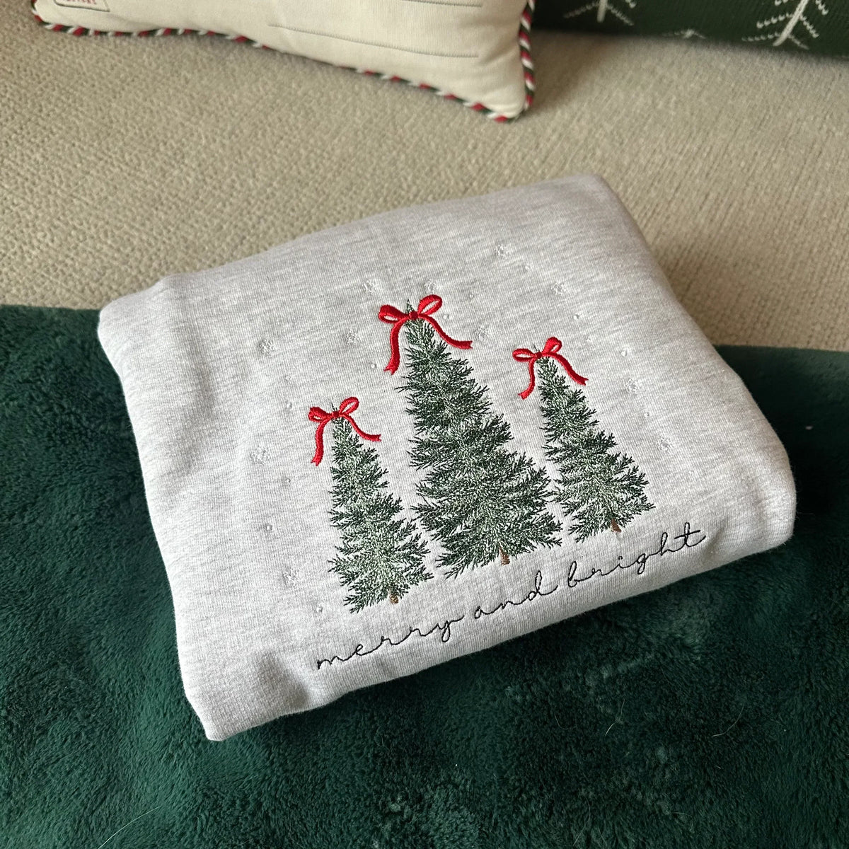 Christmas Embroidered Sweatshirt – Cozy Holiday Tree Design