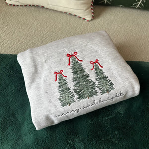 Christmas Embroidered Sweatshirt – Cozy Holiday Tree Design