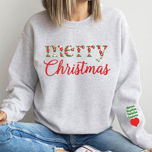 Custom Merry Christmas Floral Embroidered Sweatshirt