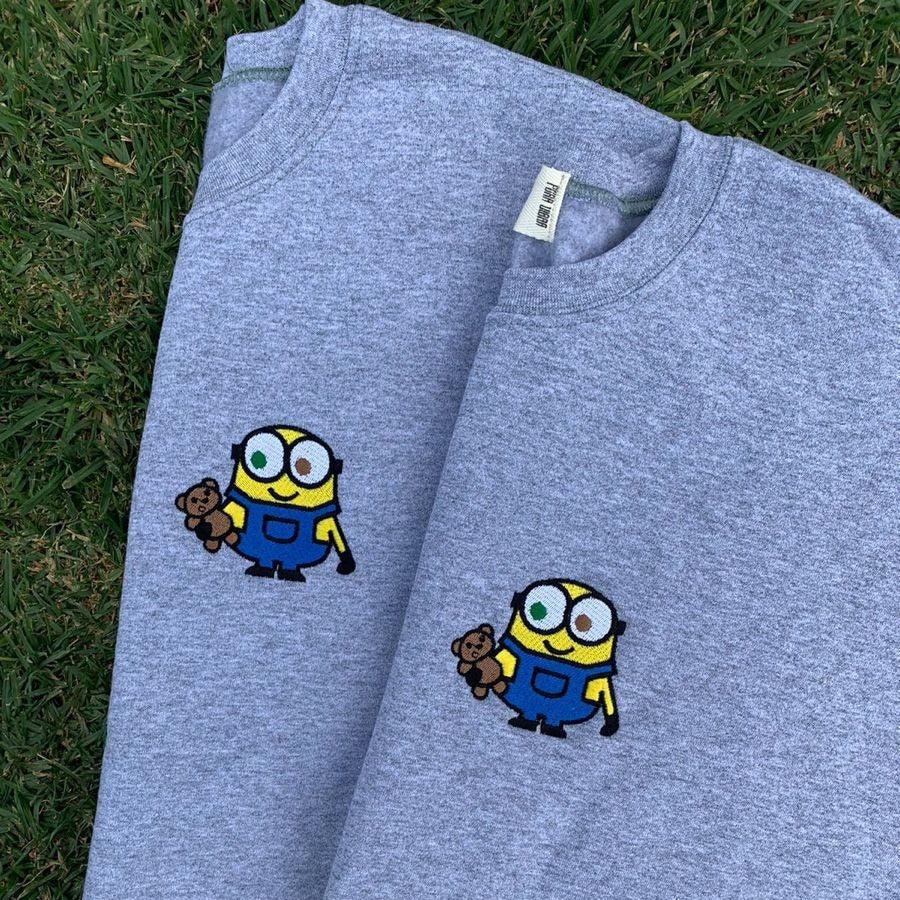 Custom Embroidered Hoodies For Couples, Custom Embroidered Funny Cartoon Anniversary Date Matching Couples Embroidered Hoodies