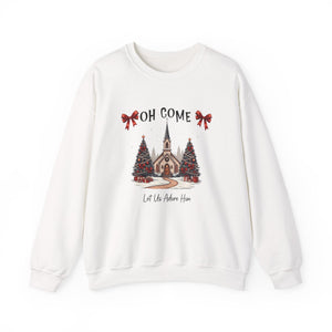 Oh Come Let's Adore Him Christmas Crewneck Sweatshirt
