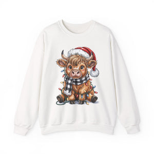 Festive Highland Cow Christmas Crewneck Sweatshirt