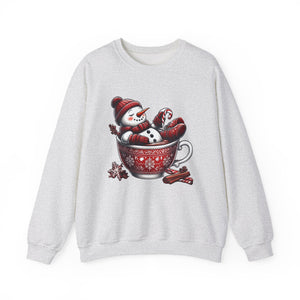 Cozy Snowman in Hot Cocoa Christmas Crewneck Sweatshirt