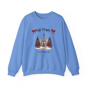Oh Come Let's Adore Him Christmas Crewneck Sweatshirt