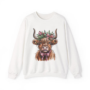 Festive Cow Christmas Crewneck Sweatshirt