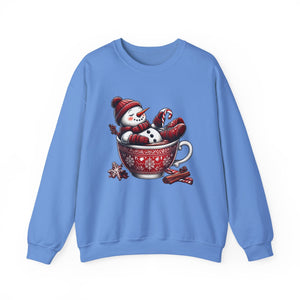Cozy Snowman in Hot Cocoa Christmas Crewneck Sweatshirt