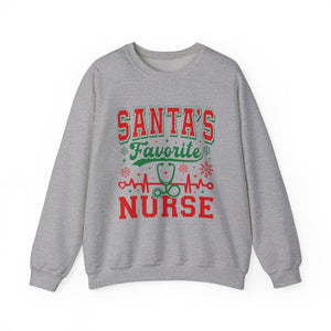 Santa"s Favorite Nurse Christmas Crewneck Sweatshirt