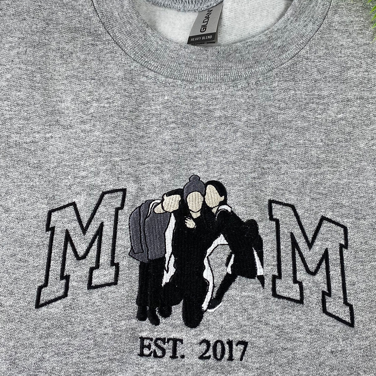 Mama Sweatshirt with Portrait From Photo, Personalized Portrait from Photo Hoodie, Picture Sweatshirt For Mom and Daughter