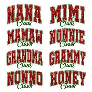Custom Glitter Print Gigi Claus Christmas Grandma Nickname Sweatshirt With Grandkids Name
