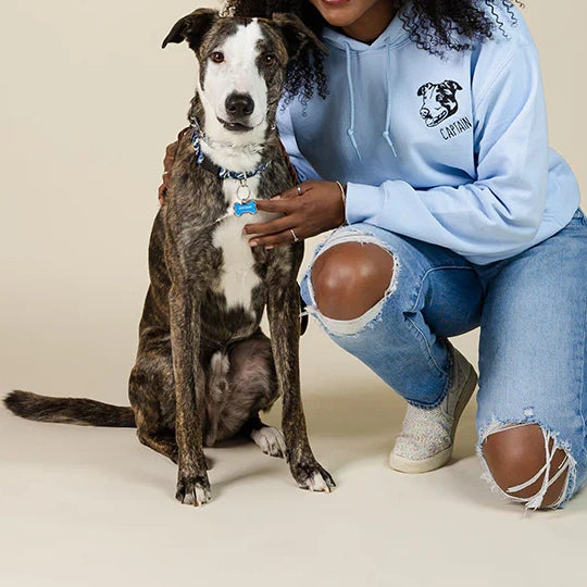 Custom Embroidered Pet Portrait Hoodie / Sweatshirt – Personalized Outline Pet Face Gift