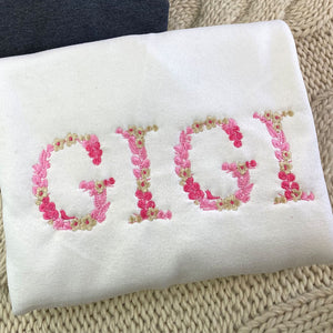 Custom Embroidered Grandma Sweatshirt Hoodie with Floral Letter, Unique Gift for any Occasion