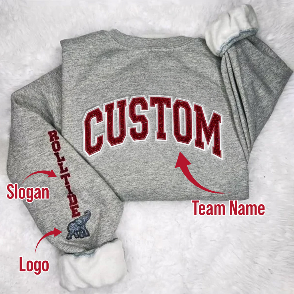 Custom Team Glitter Embroidered Sweatshirt – Personalized School & Game Day Spirit Wear