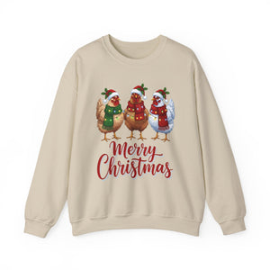 Chickens Merry Christmas Crewneck Sweatshirt