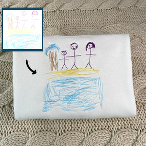 Personalized Kids Drawing Sweatshirt | Custom Embroidered Art Hoodie | Unique Gift for Mom, Dad, or Grandparents