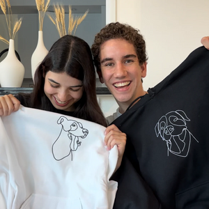 Custom Embroidered Pet Hoodie | Minimalist Line Art Dog Sweatshirt | Personalized Gift for Pet Lovers