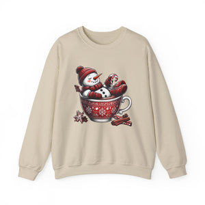 Cozy Snowman in Hot Cocoa Christmas Crewneck Sweatshirt