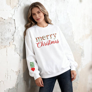 Custom Merry Christmas Floral Embroidered Sweatshirt