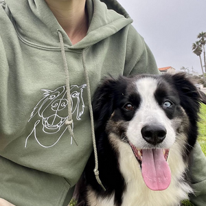 Custom Embroidered Pet Hoodie | Minimalist Line Art Dog Sweatshirt | Personalized Gift for Pet Lovers