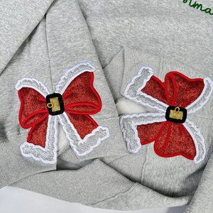 Custom Merry Christmas Bow Side Sweatshirt – Personalized Holiday Pullover