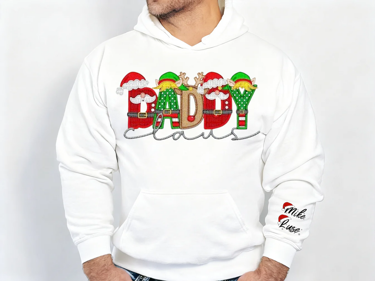 Custom Claus Family Embroidered Christmas Sweatshirt – Personalized Name Holiday Crewneck