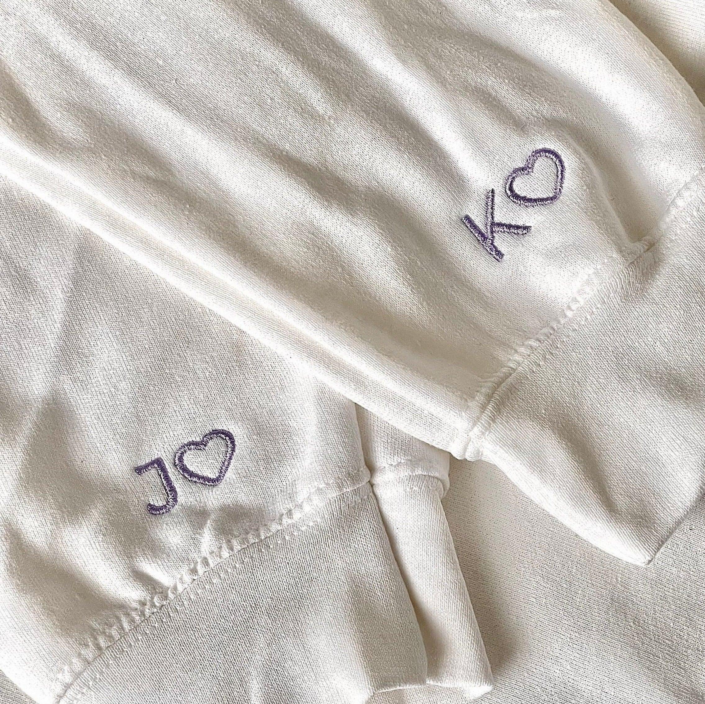 Personalized Anniversary Date Roman Numeral Custom Embroidered Initial Heart Couple Hoodies