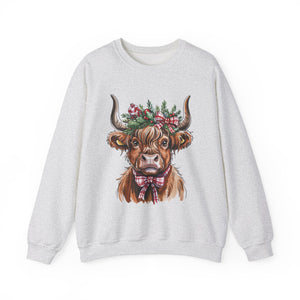Festive Cow Christmas Crewneck Sweatshirt