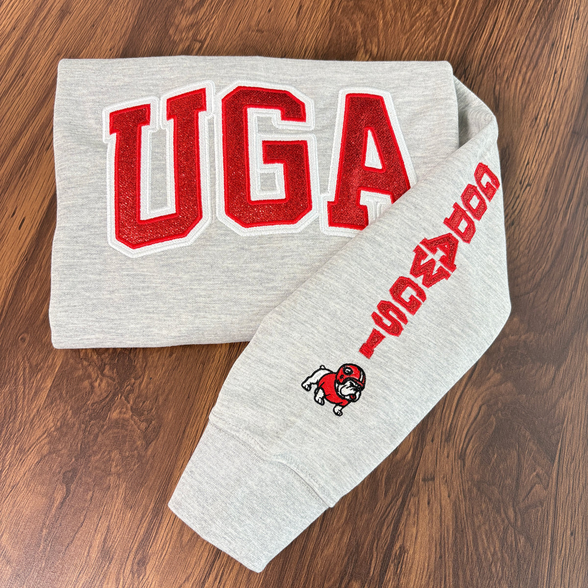 Custom Team Glitter Embroidered Sweatshirt – Personalized School &amp; Game Day Spirit Wear