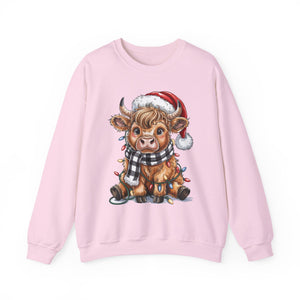 Festive Highland Cow Christmas Crewneck Sweatshirt